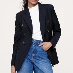 NWT Banana Republic Womens Captains Double-Breasted Blazer Navy Blue Sz 16 $250